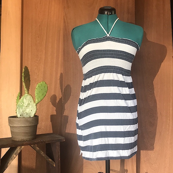 Large Exist Navy and White striped Dress - Picture 1 of 7